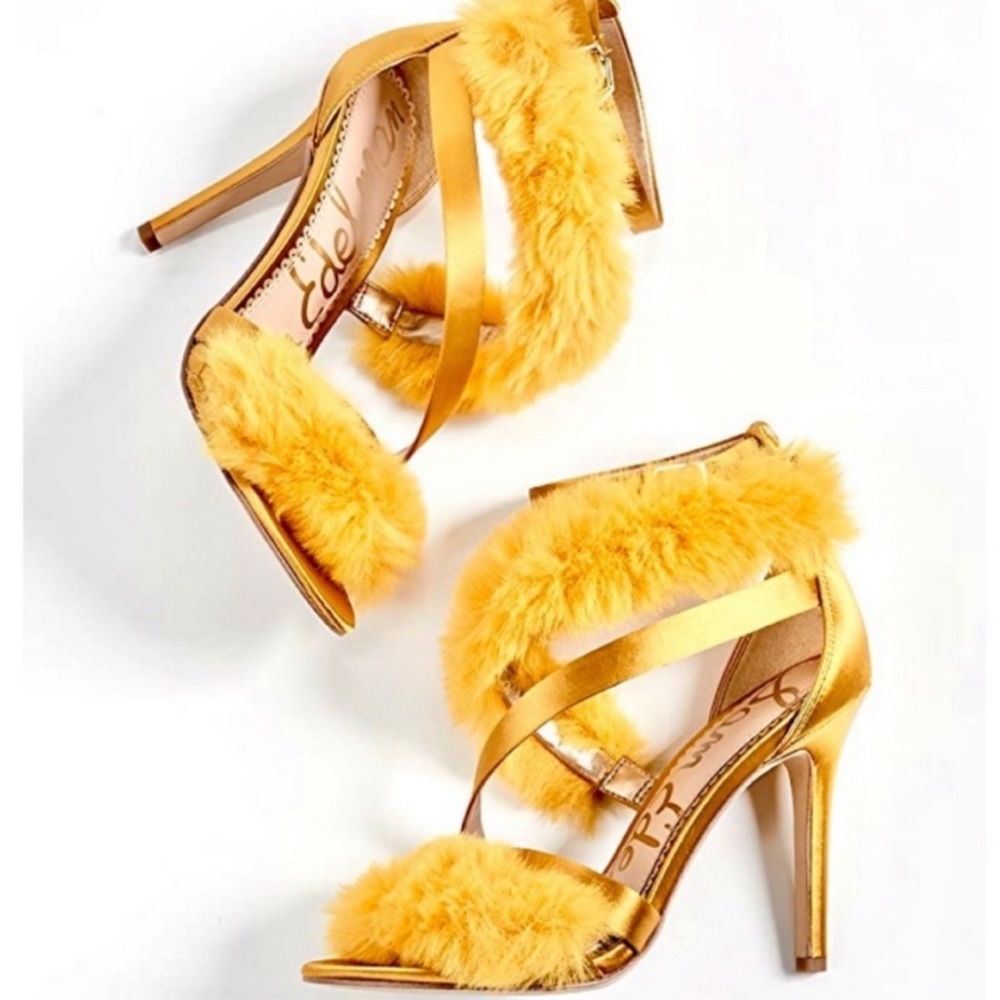 Sam Edelman Adelle Faux Fur Satin Strappy Stiletto